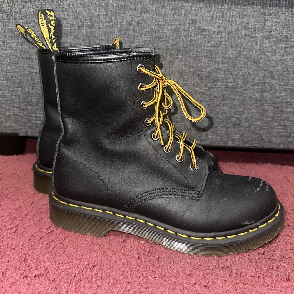 Dr. Martens 1460 Size 8 Classic Black Yellow Laces